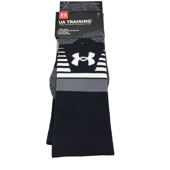 Under Armour UA Training Men's 8-12 Crew Socks Black Marl - Picture 1 of 4